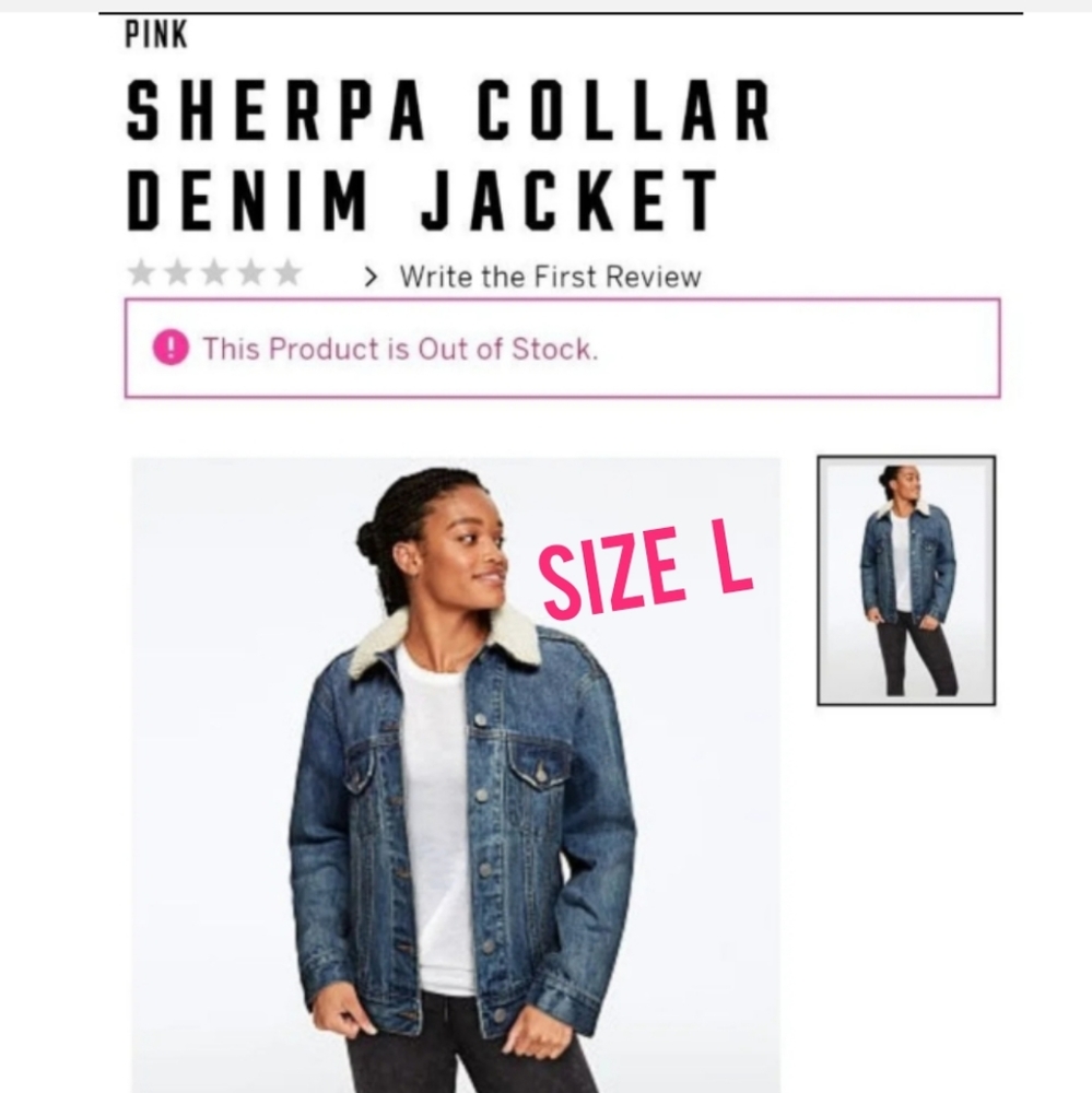 VS Pink Sherpa Collar Denim Jean Jacket